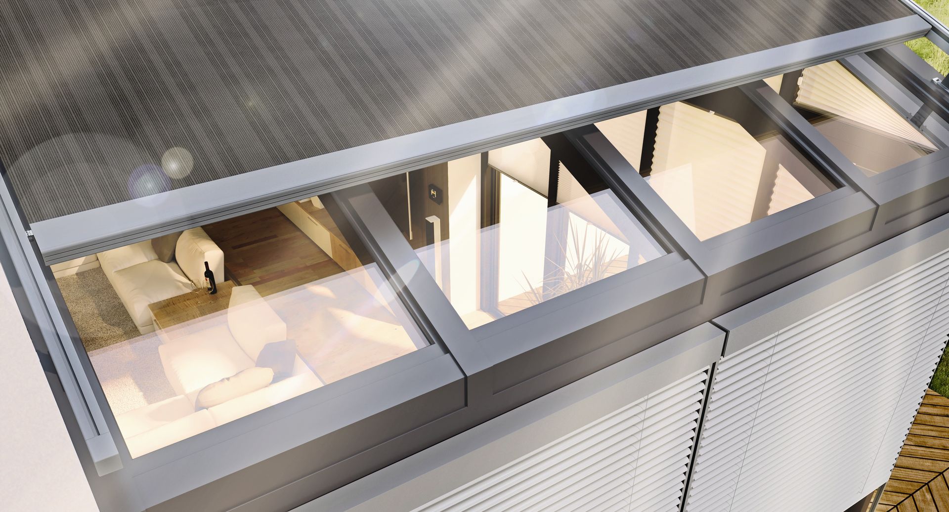 Dakraam met zonwering en aluminium afwerking