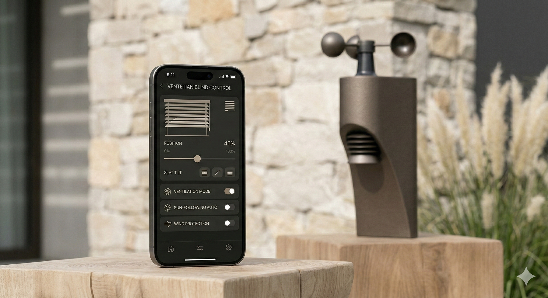 Slimme bediening van zonwering via smartphone automatisatiesysteem