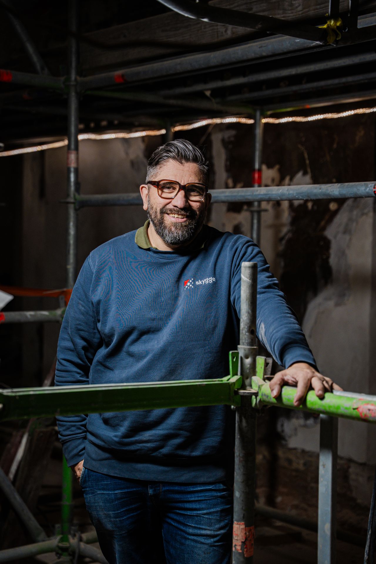 Team van Skygge aan het werk op een professionele werf